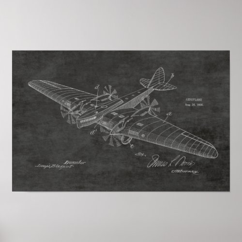 1930 Vintage Boat Airplane Patent Drawing Print