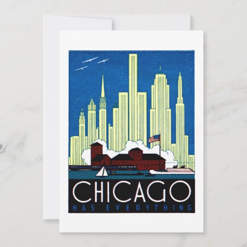 1930 Visit Chicago Poster Invite