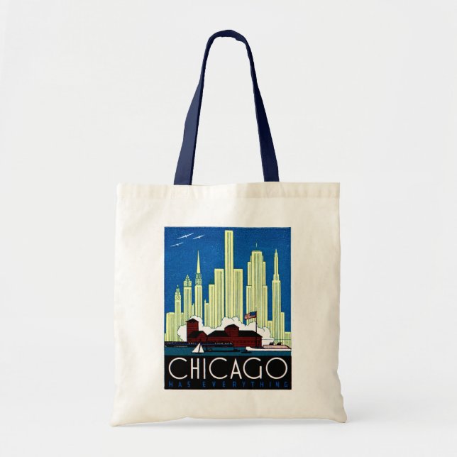 1930 Visit Chicago Poster Tote Bag (Front)