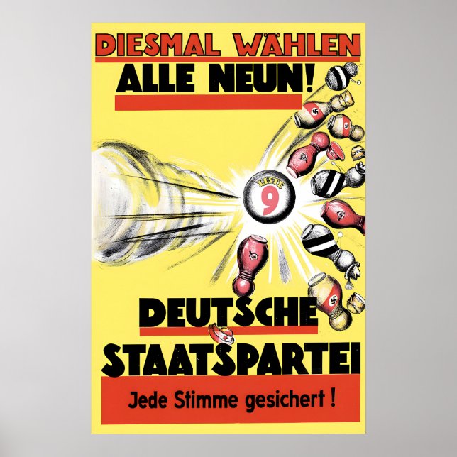 1930 Weimar Republic Election Poster German State (Front)