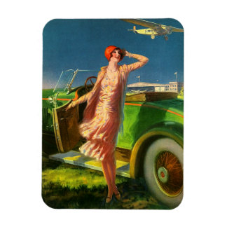 1930 woman car and airplane magnet