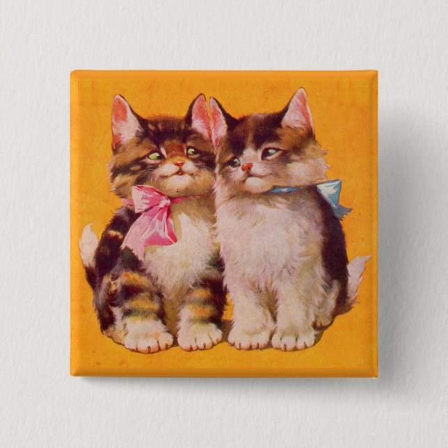 1930s adorable floofy kittens button (Front)