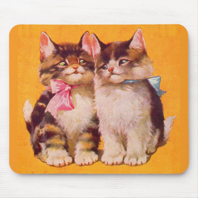 1930s adorable floofy kittens mouse pad (Front)