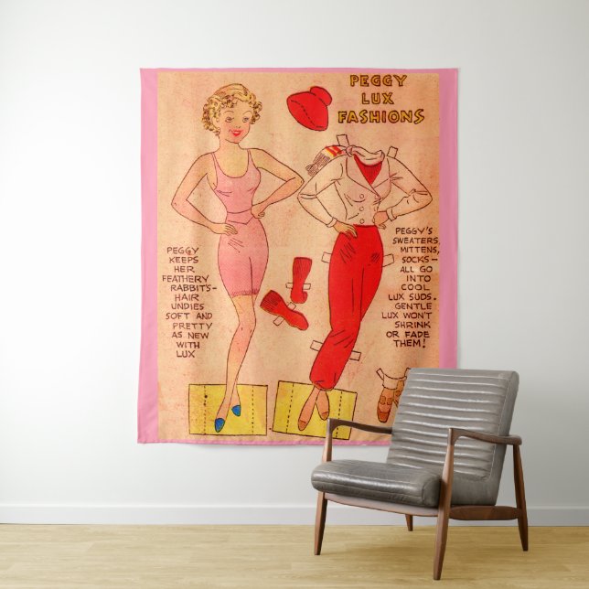1930s advertising paper doll Peggy Lux print Tapestry (In Situ)