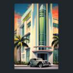 1930s art deco building entrance airbrush art poster<br><div class="desc">Stylized airbrush painting of the entrance area of an art deco building in the 1930s with a roadster parked in front.

Crafted using generative algorithms and Photoshop.</div>
