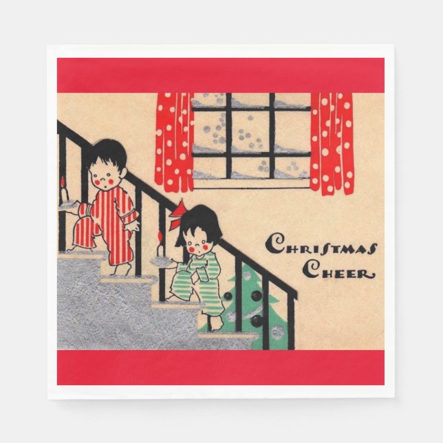 1930s art deco Christmas Cheer Napkins (Front)