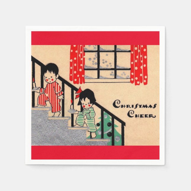 1930s art deco Christmas Cheer Napkins (Front)