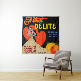 1930s art deco El-West Delite Florida Citrus Fruit Tapestry
