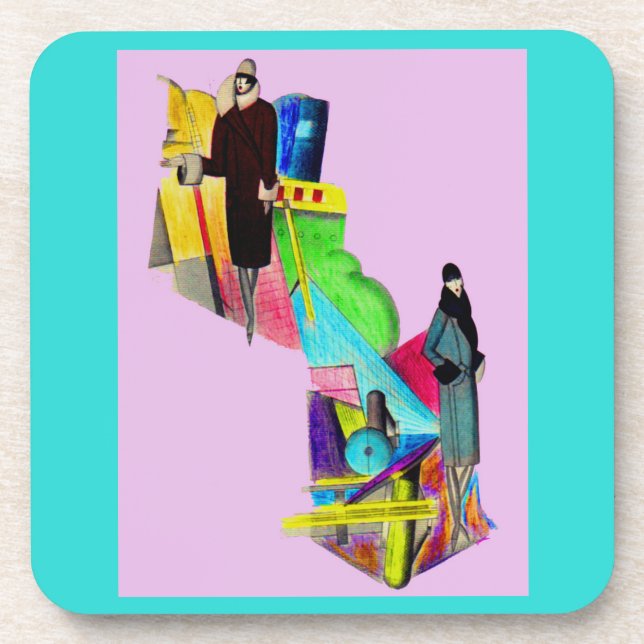 1930s art deco women print beverage coaster (Front)