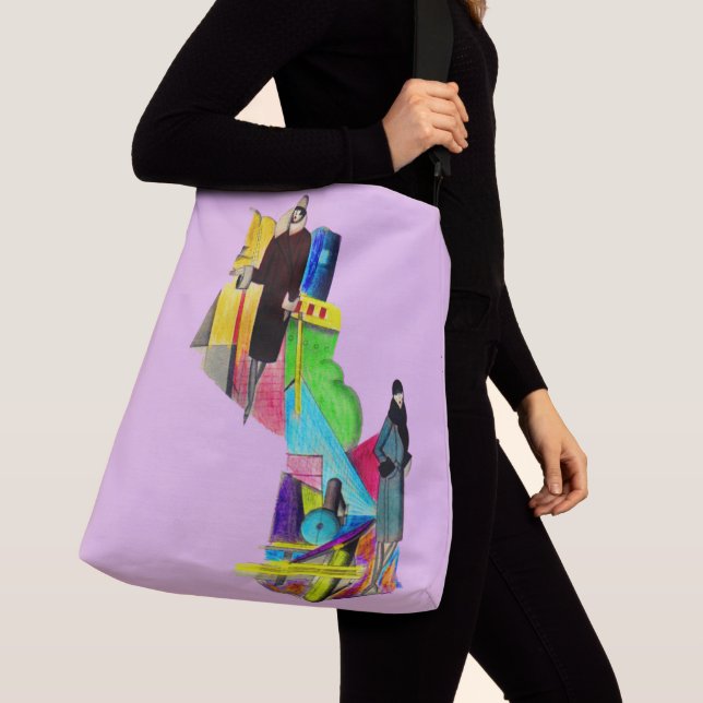 1930s art deco women print crossbody bag (Close Up)