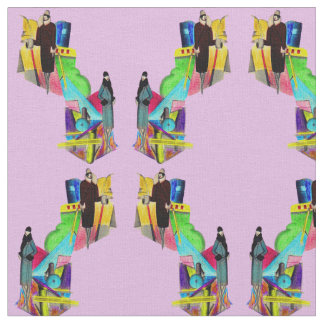 1930s art deco women print fabric