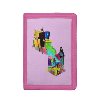 1930s art deco women print trifold wallet