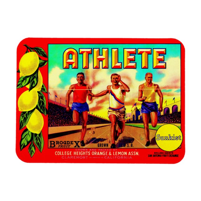 1930s Athlete fruit crate label Magnet (Horizontal)