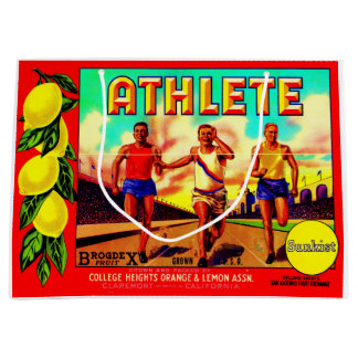 1930s Athlete fruit crate label print Large Gift Bag