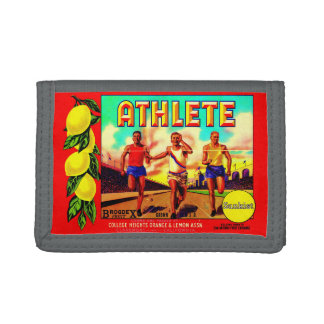 1930s Athlete fruit crate label Trifold Wallet