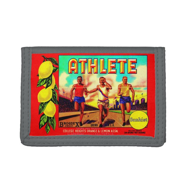 1930s Athlete fruit crate label Trifold Wallet (Front)
