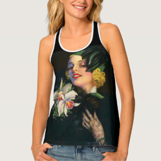 1930s beautiful woman with orchids tank top