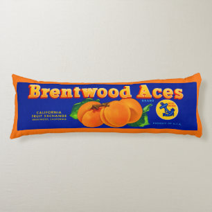 1930s Brentwood Aces apricots crate label Body Pillow