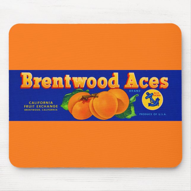 1930s Brentwood Aces apricots crate label Mouse Pad (Front)
