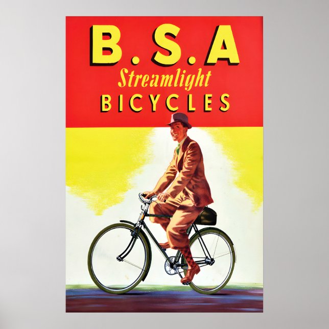1930s British Bicycle advertisement Poster BSA (Front)