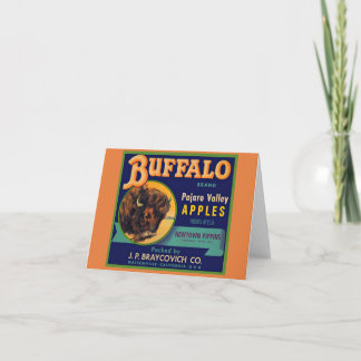 1930s Buffalo Brand Apples crate label Note Card