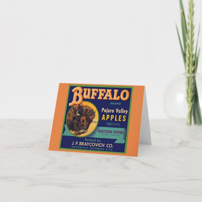 1930s Buffalo Brand Apples crate label Note Card (Front)