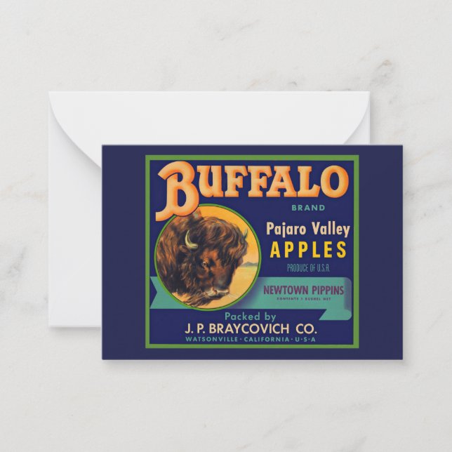 1930s Buffalo Brand Apples crate label Note Card (Front)