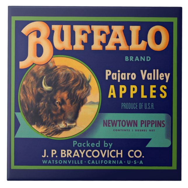1930s Buffalo Brand Apples crate label print Ceramic Tile (Front)