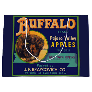 1930s Buffalo Brand Apples crate label print Large Gift Bag