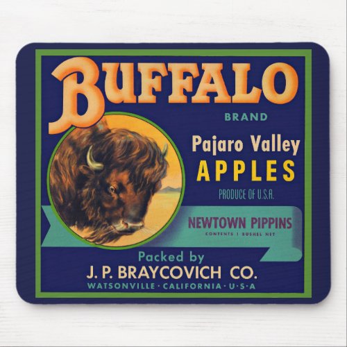 1930s Buffalo Brand Apples crate label print Mouse Pad