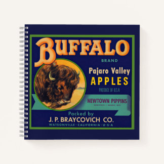 1930s Buffalo Brand Apples crate label print Notebook