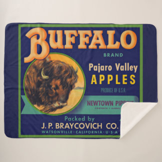 1930s Buffalo Brand Apples crate label print Sherpa Blanket