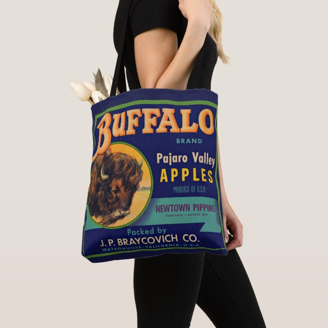 1930s Buffalo Brand Apples crate label print Tote Bag (Close Up)