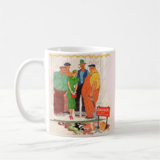 1930s burly men and pretty lady coffee mug