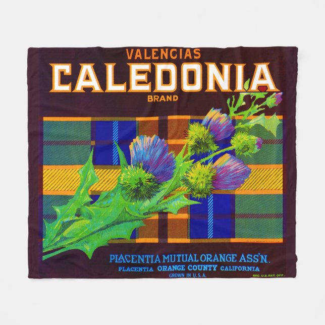 1930s Caledonia orange crate label Fleece Blanket (Front (Horizontal))