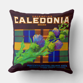 1930s Caledonia orange crate label Throw Pillow