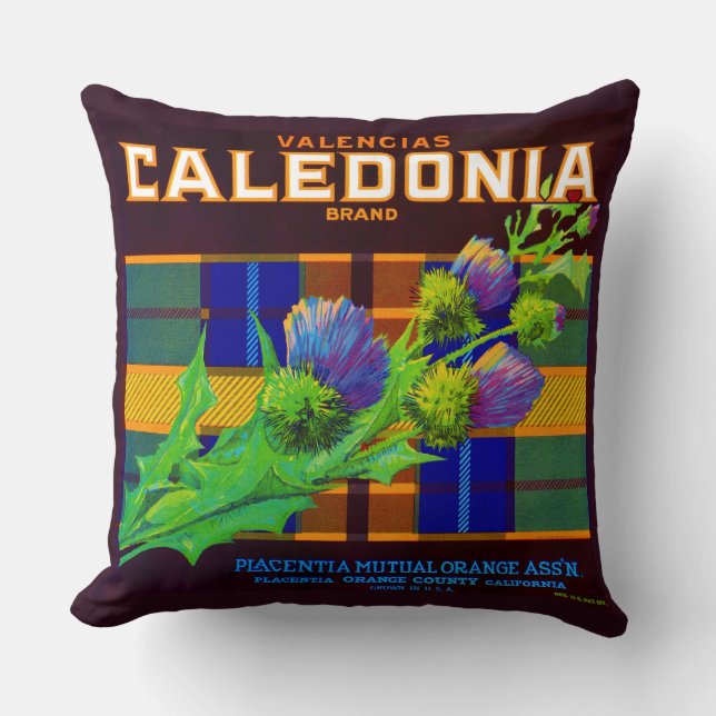 1930s Caledonia orange crate label Throw Pillow (Front)