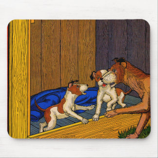 1930s children's book art puppies and Mama Mouse Pad