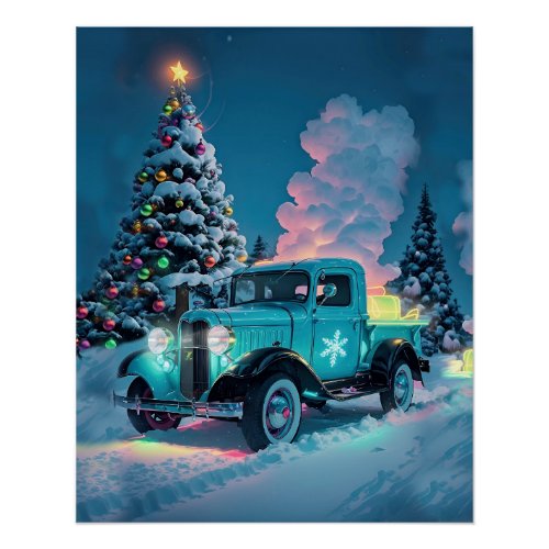 1930s Christmas Pickup Truck Poster