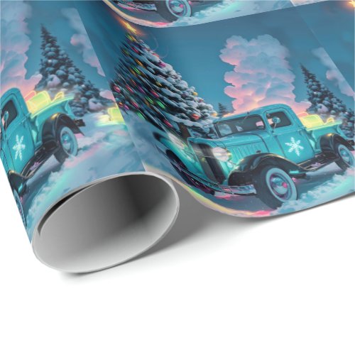1930s Christmas Pickup Truck Wrapping Paper