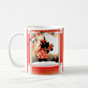 1930s Christmas Scottie dog says ‘Cheerio’ Coffee Mug