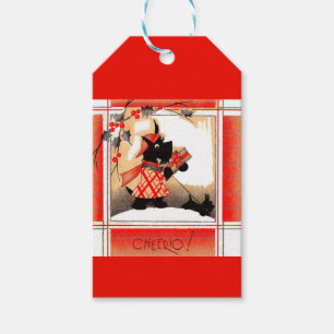 1930s Christmas Scottie dog says ‘Cheerio’ Gift Tags
