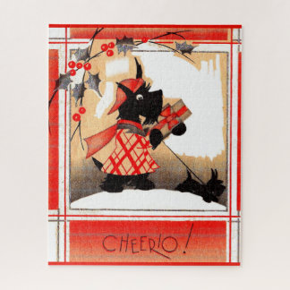 1930s Christmas Scottie dog says ‘Cheerio’ Jigsaw Puzzle