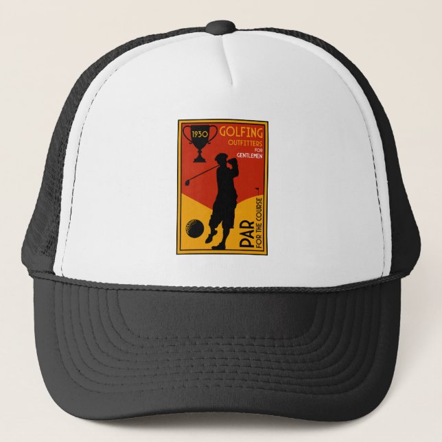 1930's Classic Golf Art Print Trucker Hat (Front)