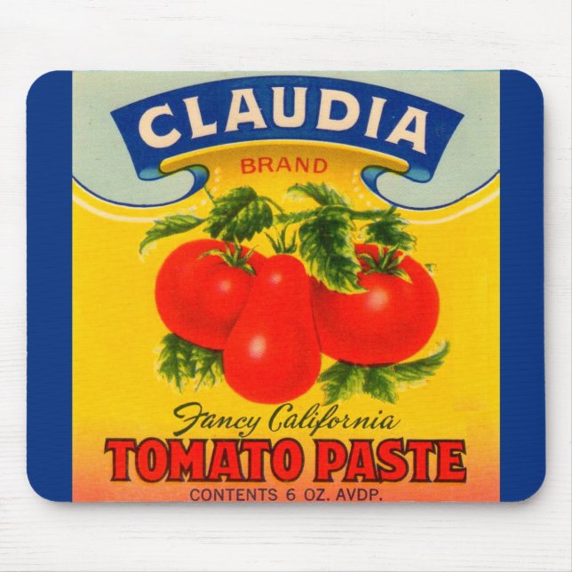1930s Claudia tomato paste label Mouse Pad (Front)