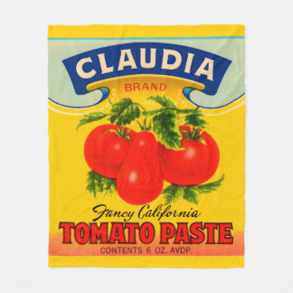 1930s Claudia tomato paste label print Fleece Blanket