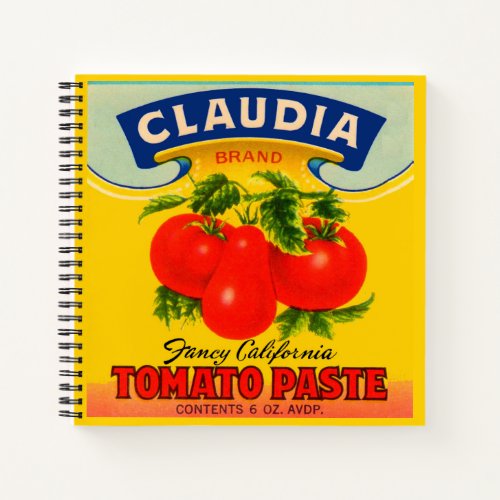 1930s Claudia tomato paste label print Notebook