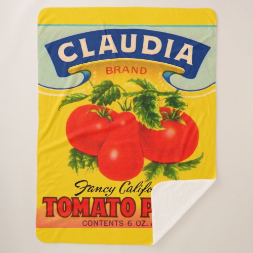 1930s Claudia tomato paste label print Sherpa Blanket