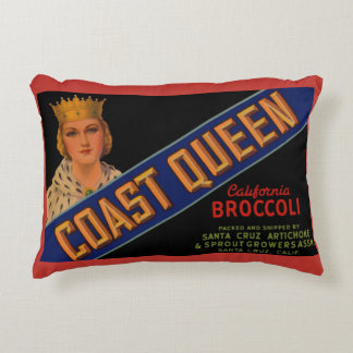 1930s Coast Queen broccoli crate label Accent Pillow