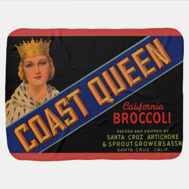  1930s Coast Queen broccoli crate label Baby Blanket (Horizontal)